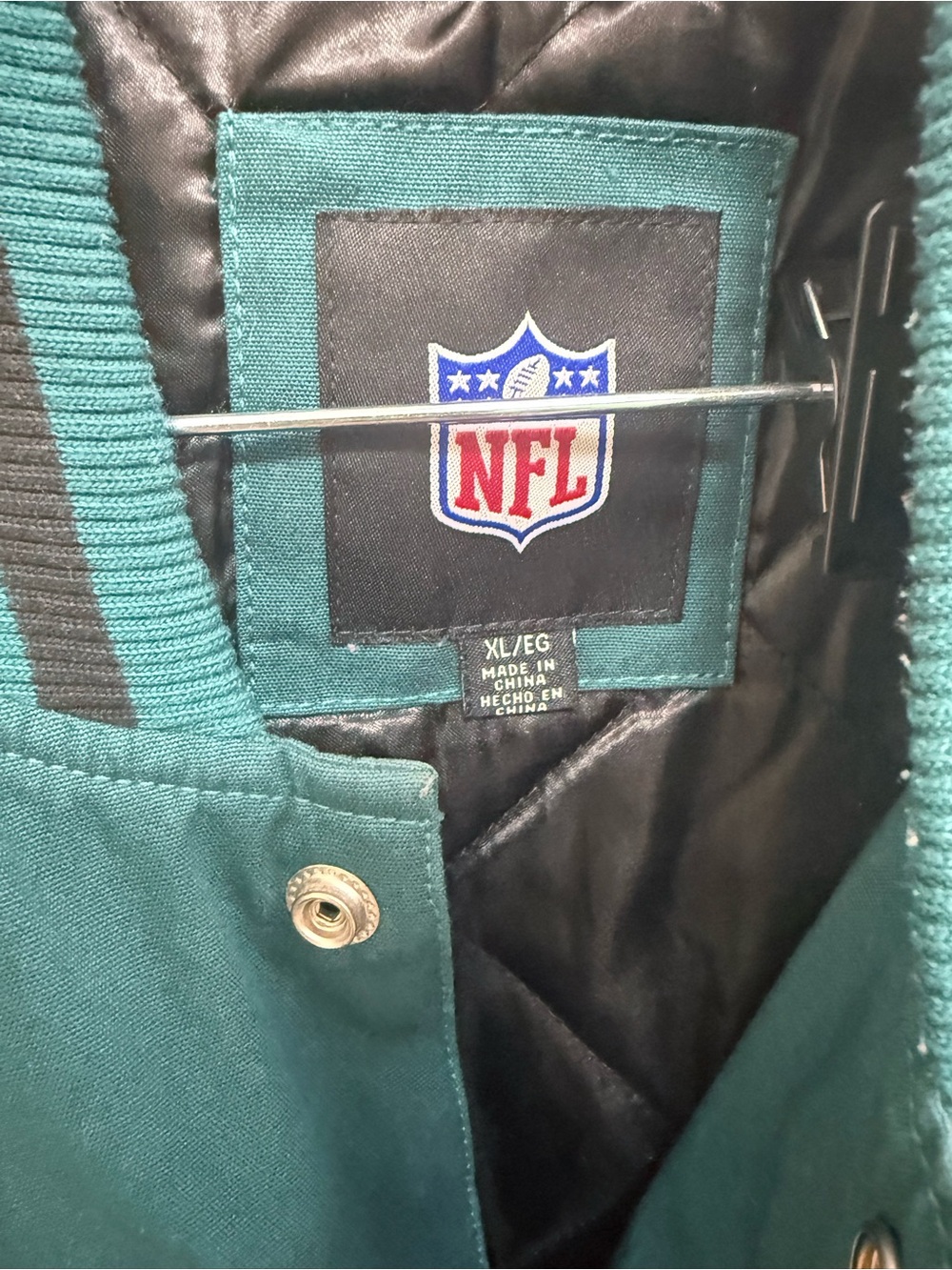 Philadelphia Eagles Super Bowl Full-Snap Midnight Green Varsity Jacket, Size XL - Picture 5 of 9